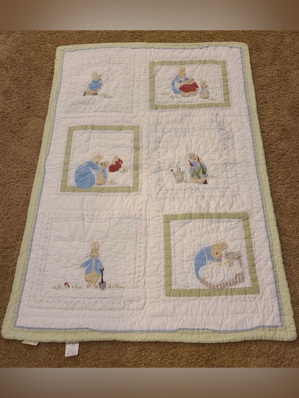 Pottery Barn Peter Rabbit Embroidered Baby Crib Quilt